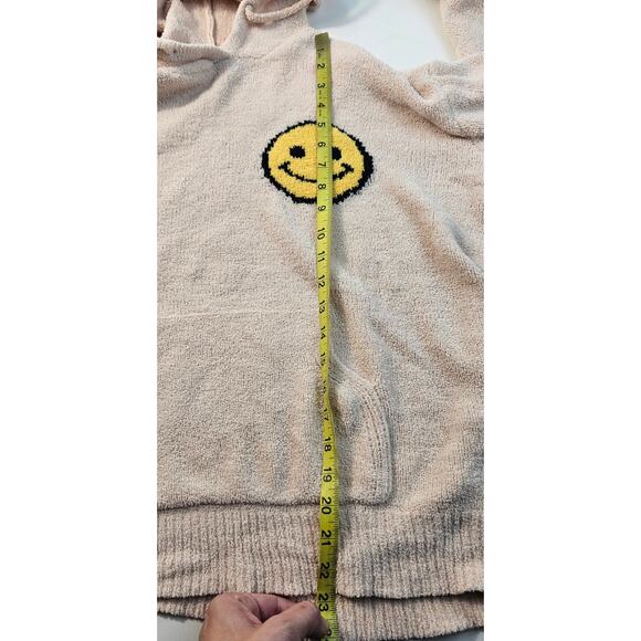 Blue b sz M / L oversized fuzzy smiley face sweater warm winter pink cozy soft - Picture 7 of 8